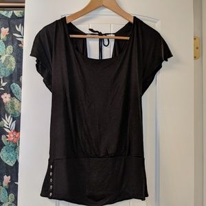 WHBM Flutter Sleeve Scoop Neck Blouse M